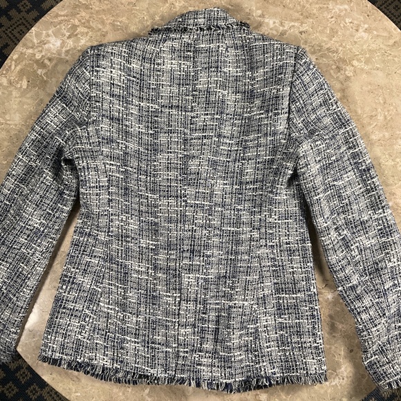 Elie Tahari Blue and White Tweed Blazer Size 2 - Picture 10 of 14